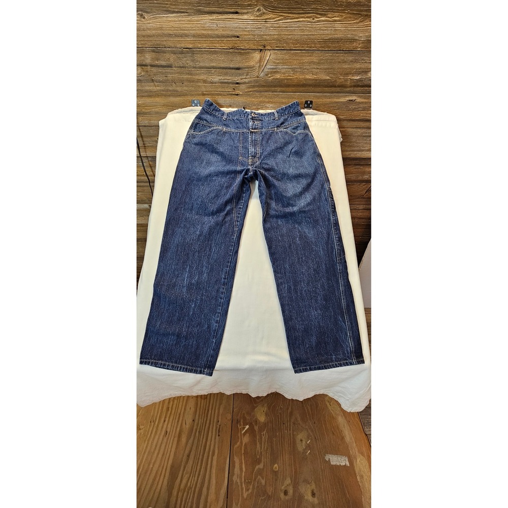 Marithe Francois Girbaud Mens Dark Wash Straight Leg Denim Jeans Utility Pocket